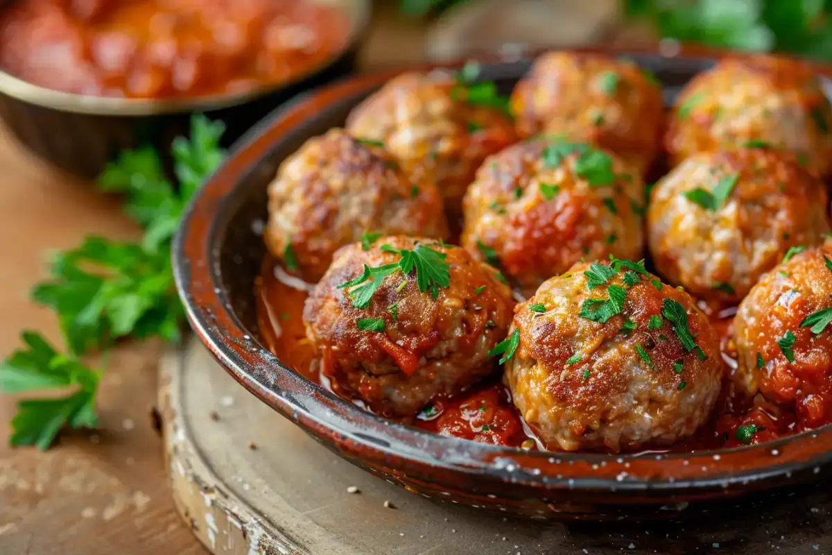 meatballs recipe served with marinara sauce