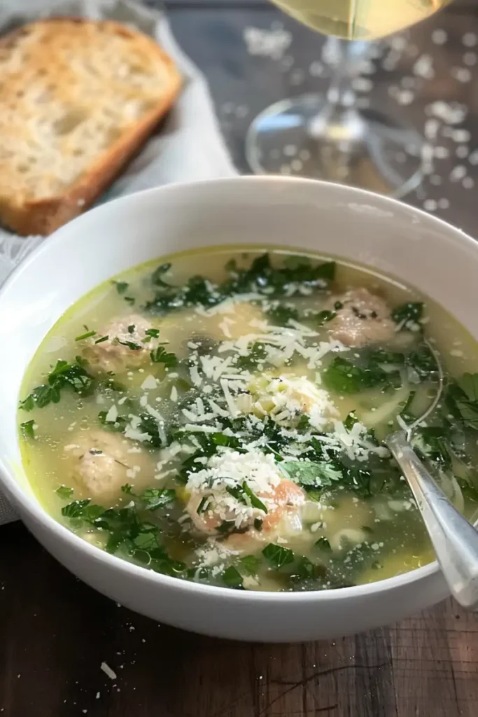 Italian Wedding Soup served