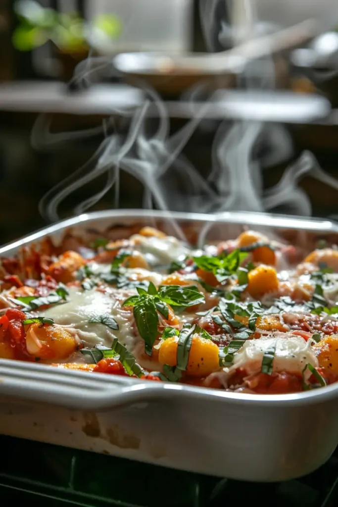 Best Gnocchi Alla Sorrentina – Simple, Cheesy & Delicious 3 layering mozzarella and sauce in gnocchi alla sorrentina