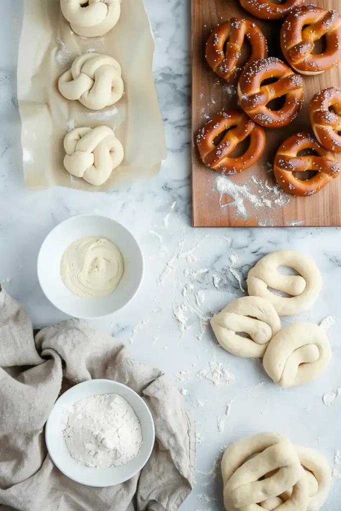 Philadelphia Soft Pretzels Recipe dough shaping and boiling process