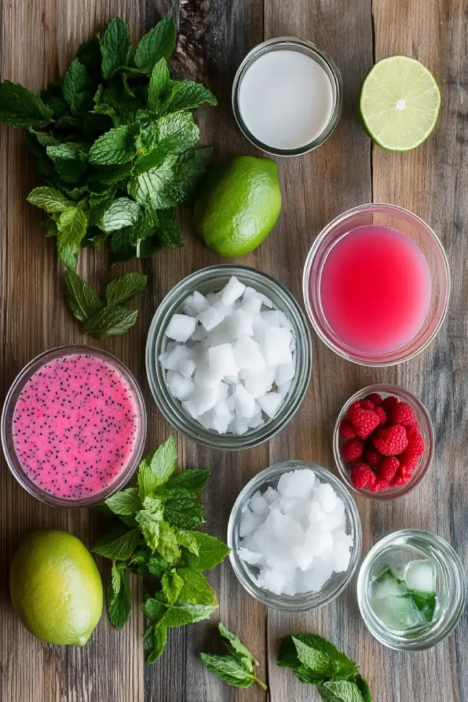 Pink Coconut Mojito in 10 min 2 Ingredients for making a pink coconut mojito