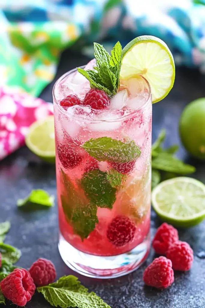 Pink Coconut Mojito in 10 min 3 Served pink coconut mojito with garnishes