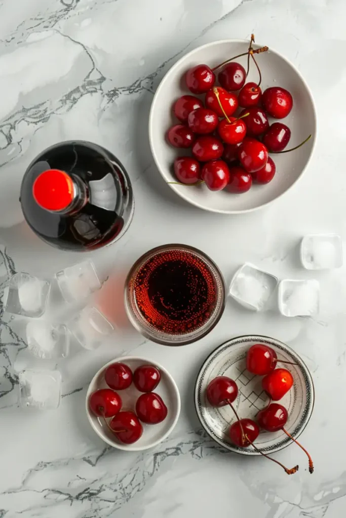 Ingredients for Roy Rogers Drink on table
